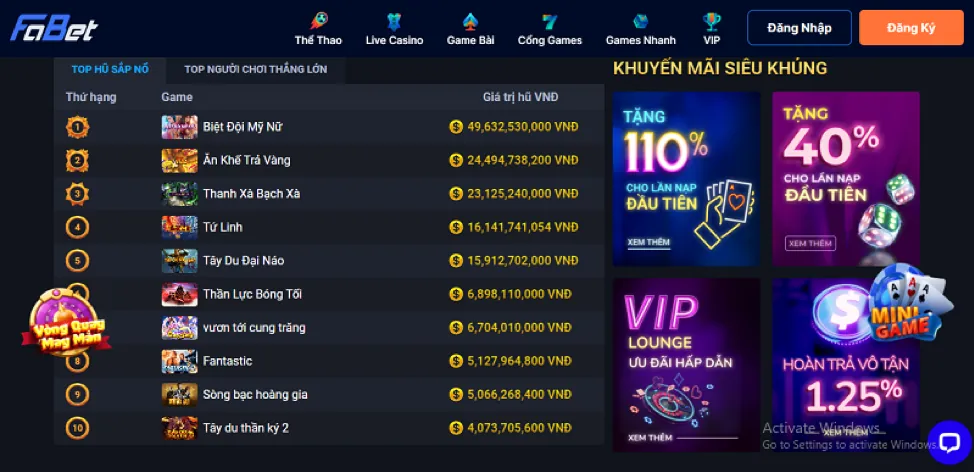 Ưu Đãi Đặc Biệt Cho Từng Sảnh Game kuwin2 casino